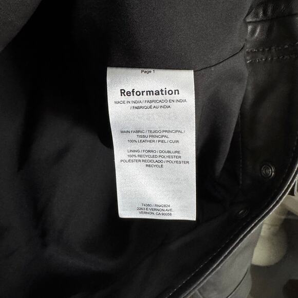 Reformation Veda Marco Bomber NEW Leather Oversized Highway Grey Jacket XXS - Picture 7 of 7